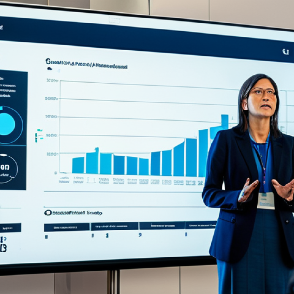 **
"A data visualization expert giving a presentation at a tech conference in Madrid. She is standing in front of a large screen displaying an interactive data dashboard, fully clothed in professional attire. The audience is engaged and attentive. Safe for work, appropriate content, perfect anatomy, professional setting, modern design elements, family-friendly."
**