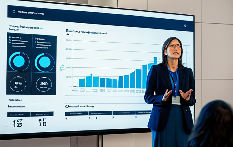 **
"A data visualization expert giving a presentation at a tech conference in Madrid. She is standing in front of a large screen displaying an interactive data dashboard, fully clothed in professional attire. The audience is engaged and attentive. Safe for work, appropriate content, perfect anatomy, professional setting, modern design elements, family-friendly."
**