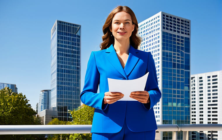 생태적 인터페이스의 피드백 루프 구축 - Successful Architect**
"A professional female architect standing confidently in front of a complete...