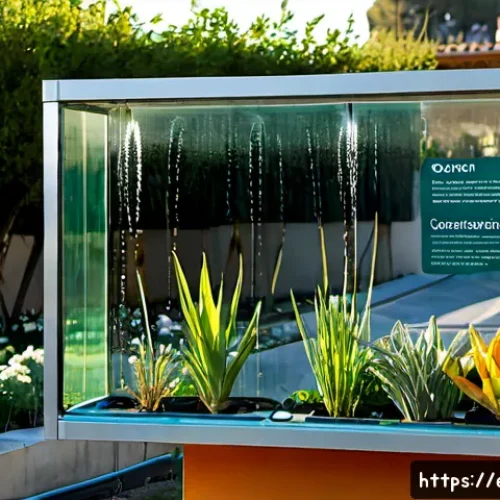 Home 17 생태적 인터페이스와 실시간 데이터 활용 - Photorealistic ecological interface in a sunlit urban community garden in Barcelona, a diverse group...